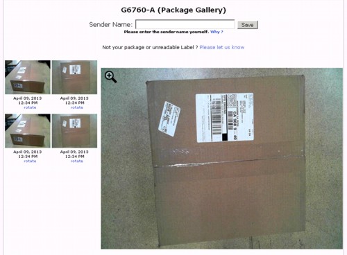 the photographs of my parcel at the Ship It To warehouse