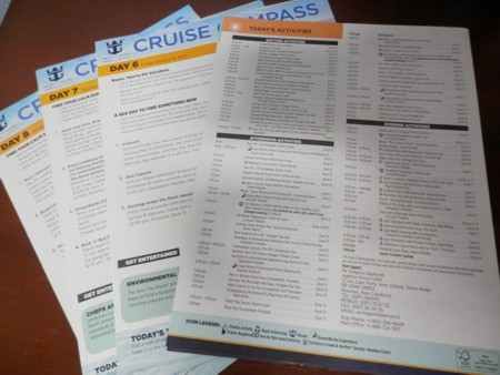 Voyager of the Seas daily newsletter, of what's on and where