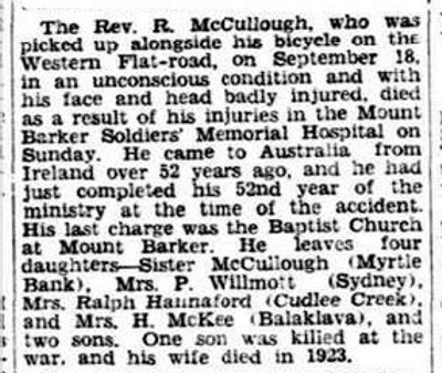 OBITUARY. (1931, October 13). The Advertiser (Adelaide, SA : 1931 - 1954), p. 10. Retrieved October 28, 2013, from http://nla.gov.au/nla.news-article29868573