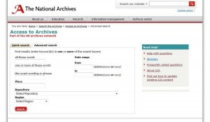 screenshot of the A2A (Access 2 Archives) website. Simple, and SO effective! click for a larger image