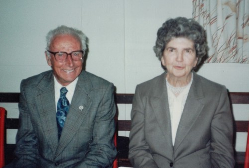 Cec and Evelyn Hannaford at Cec's 80th birthday party, Oct 1991