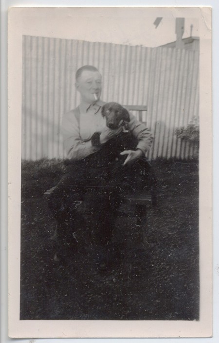 Otto Winter (age 62) and his daughter's dog "VG" - taken c.1942