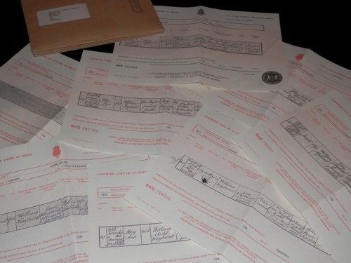 my stash of Hayhurst family certificates that arrived today