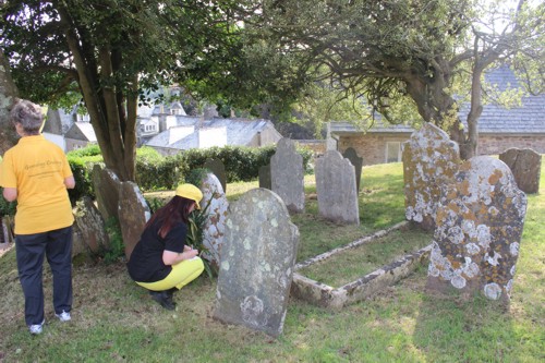 here's me transcribing the Randle headstones Berry Pomeroy Church, Devon 