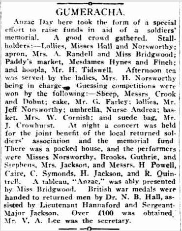 GUMERACHA. 6 June 1921, The Mount Barker Courier and Onkaparinga and Gumeracha Advertiser, p. 3. http://nla.gov.au/nla.news-article146431159, 