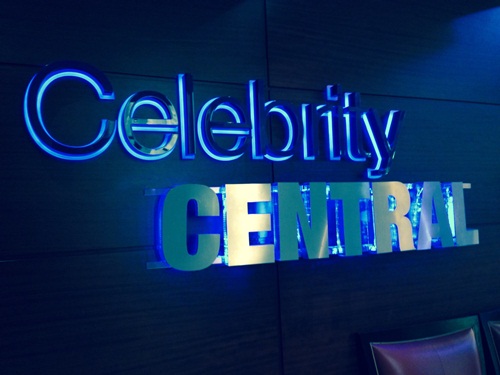 the sign to the Celebrity Central room, one of the conference rooms