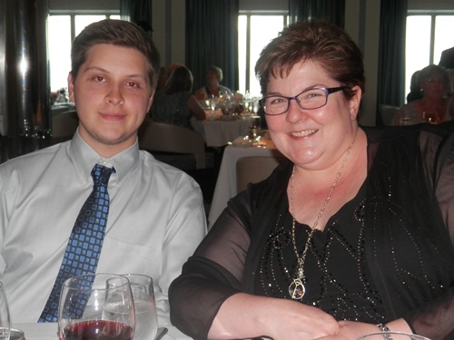Cyndi Ingle and her son Evan at the formal dinner