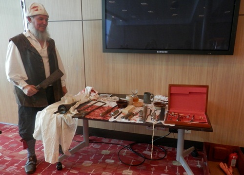 Master Christopher, with his 17th century barber surgeon's instruments