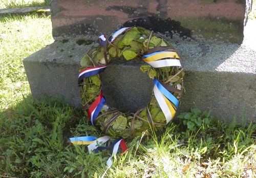 a wreath that we placed on a family grave in the cemetery