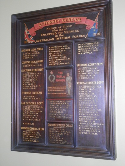 one of the three Honour Boards in the old Treasury Building, Adelaide