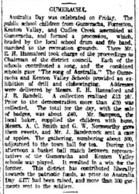GUMERACHA. (1915, August 2). The Register (Adelaide, SA : 1901 - 1929), p. 10. Retrieved January 24, 2016, from http://nla.gov.au/nla.news-article59422226