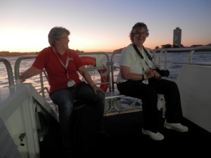 Rosemary Kopittke and Judy G. Russell heading back to the ship after a day in Sydney