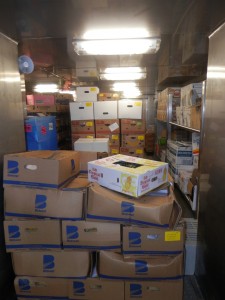 a few of the 100s of boxes of fruit oonboard
