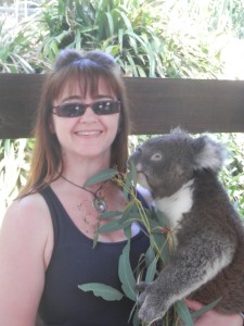 Alona Tester with "Kevin" the koala