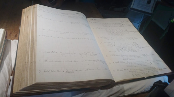 one of the original ledger books from the Desitute Asylum